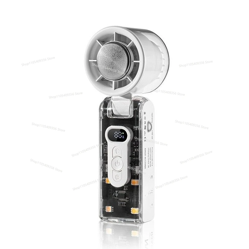 For Neck Fan Handheld Small Silent Long Battery Life Large Wind Digital Lighting Integrated Light