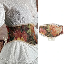 Vintage Floral Printed Sleeveless Tops Women Corset Body Shaper Girdle Streetwear Costume Accessories Dropshipping