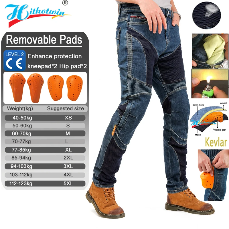 

Summer Motorcycle Jeans Mesh Ventilation Motocross Pants Breathable Moto Trousers Small Foot Design TZ032