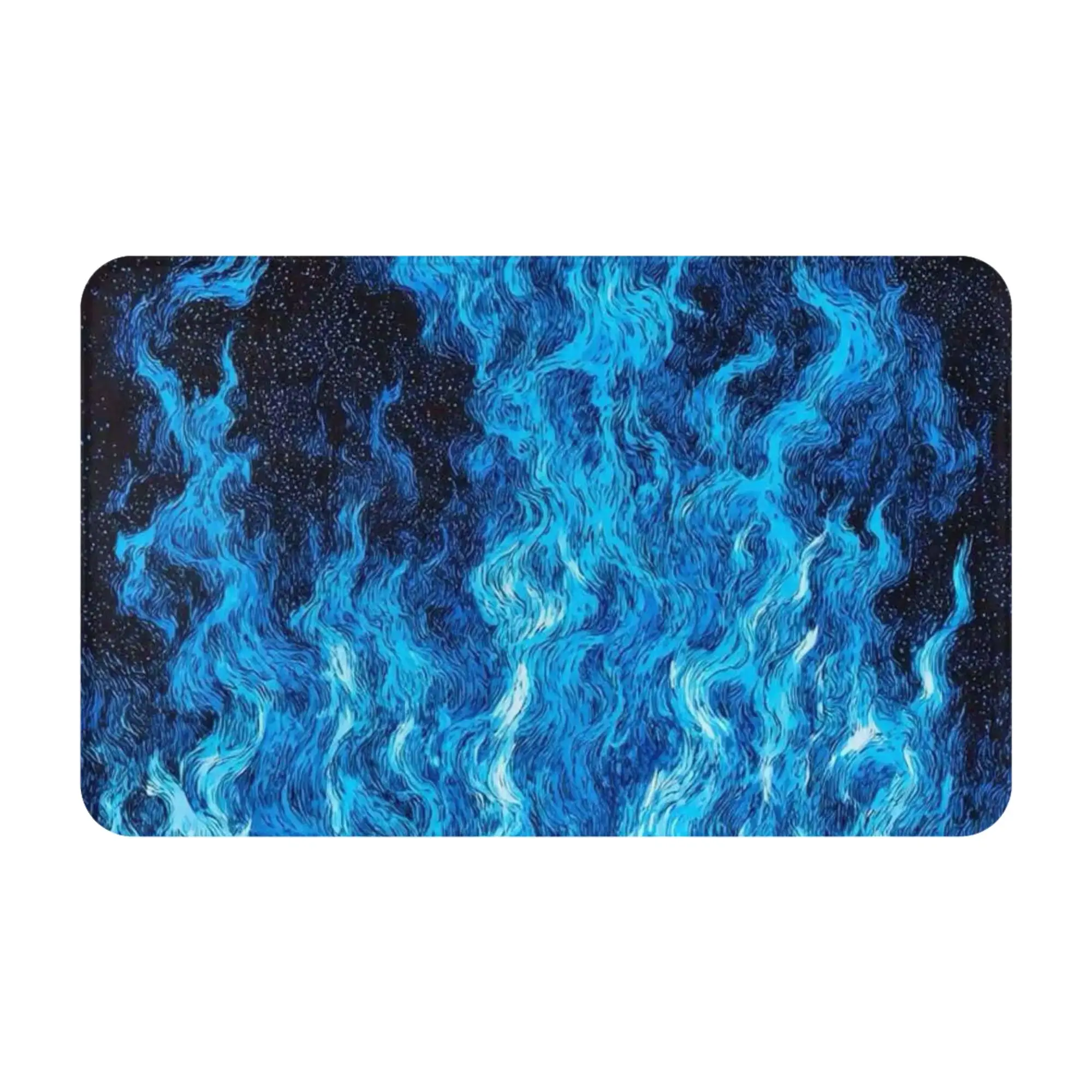 Blue Fire Flame Ice Burn Background Non-slip Mat Living Room  Absorbent Doormat Home Decor