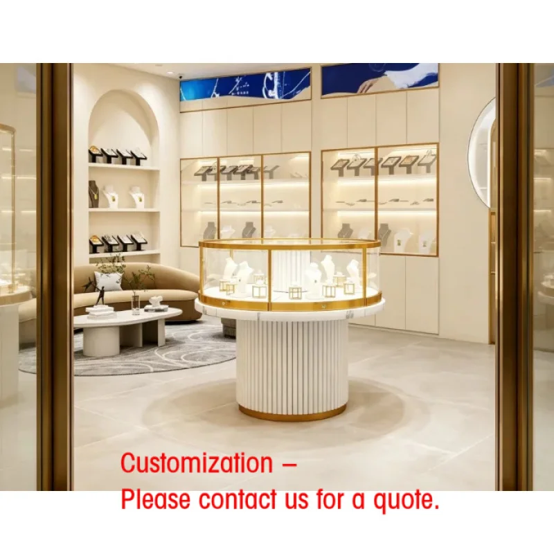 custom.Hot Custom Luxury LED Glass Jewelry Display Stand with Modern Design Retail and Jewelry Showroom