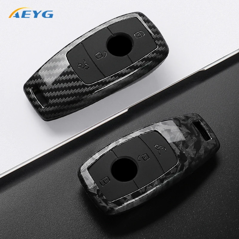 Funda de llave de coche de fibra de carbono ABS para Mercedes Benz A C E S GLC GLE GLS CLA clase W205 W213 W177 X167 W222 G63 AMG Maybach