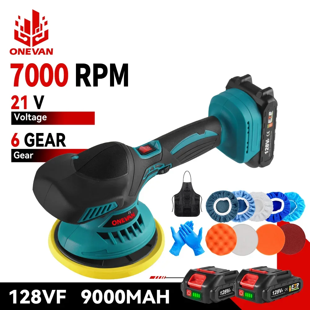 ONEVAN Electric Polisher 7000rpm Cordless Automotive Multi-function Car Polishing Auto Waxing Rotary Tool For Makita 18V Battery