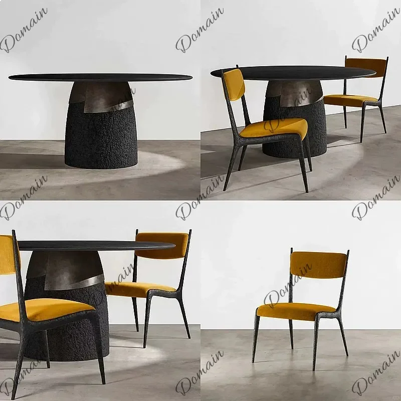 XX Modern Corner Glass Fiber Irregular Dining Table Luxury Design Villa Restaurant High-end Chair