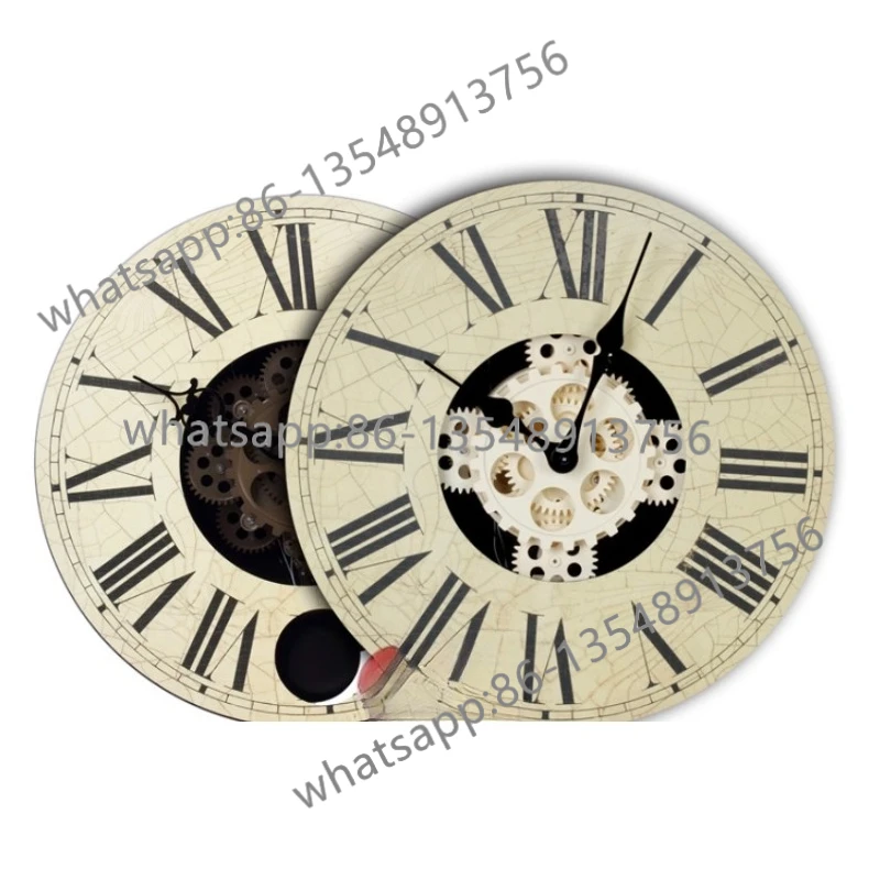 

Креативные настенные часы из цельного дерева, простые европейские ретро-часы, бесшумные с маятниковыми часами