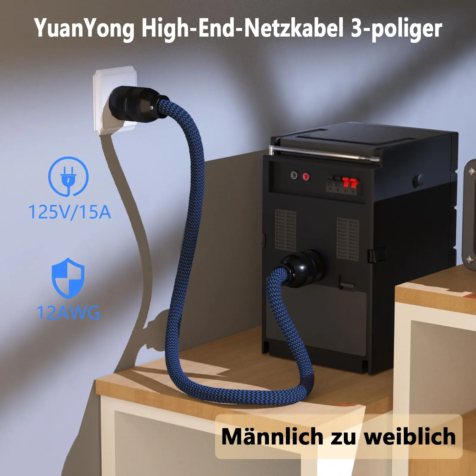 Preffair Professional Power Cable 4N OFC  Especially for HiFi Power Amplifiers & CD Players  C15 Ceramic Connector