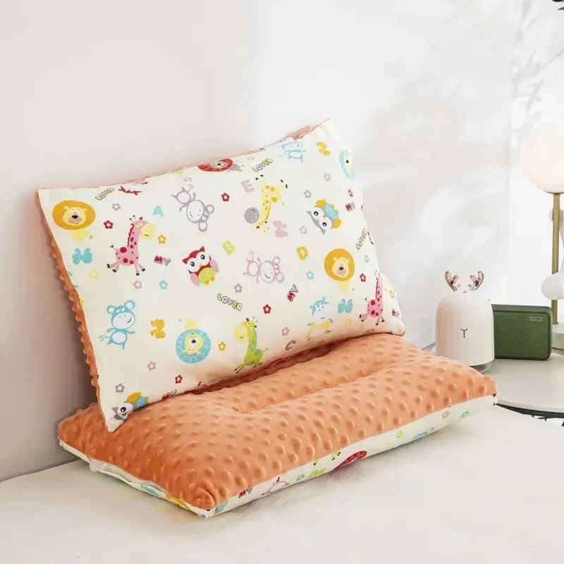 1 Piece Double-sided Use Children's Pillow Cotton Baby Pillow Removable Washable Boys Girls Breathable Soft Velvet Pillow