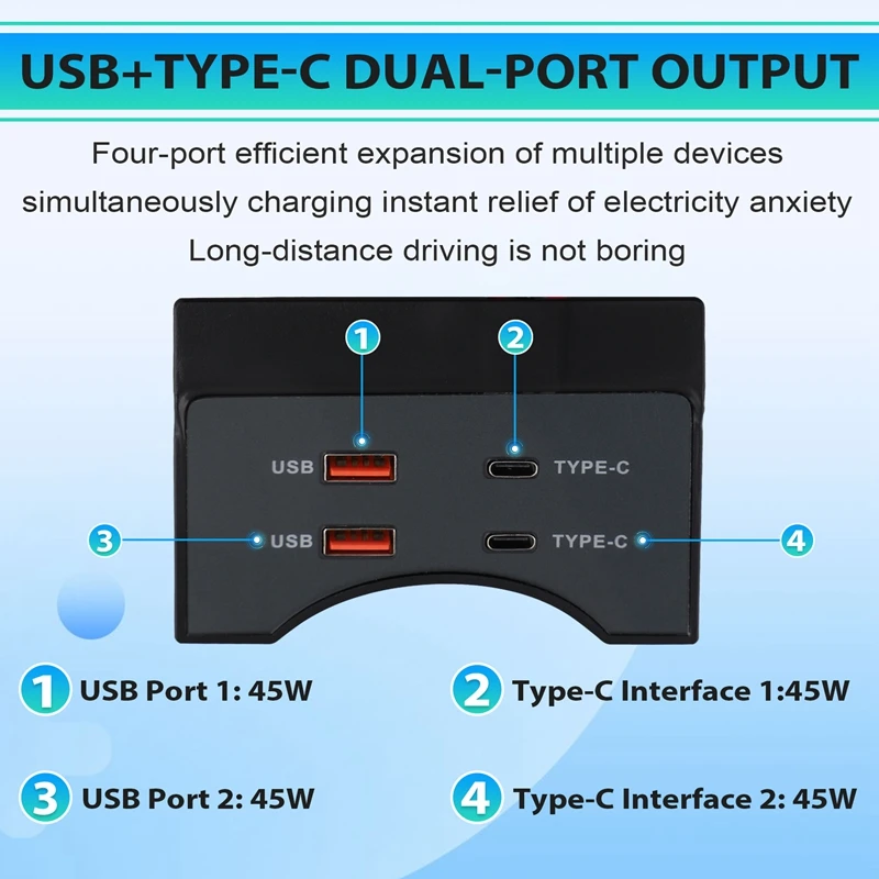 Car USB Type-C Splitter Adapter Fast Charger Shunt HUB Docking Station For Toyota Sienna 2021-2023 Interior Accessories