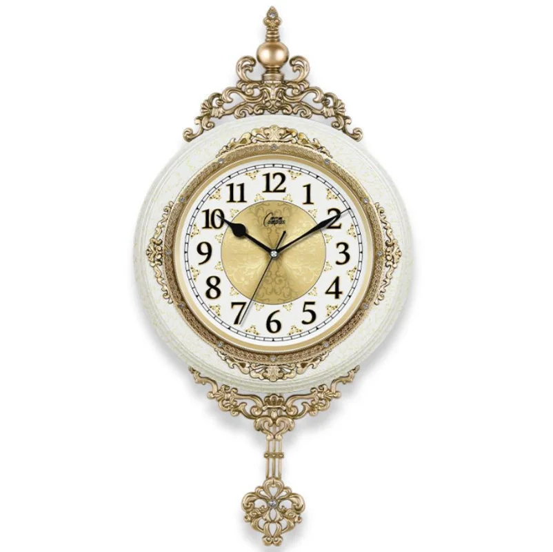 Retro European Style Wall Clock Watch Living Room Mute Pendulum Clock Elegant Taste Family Gift Art Decoration