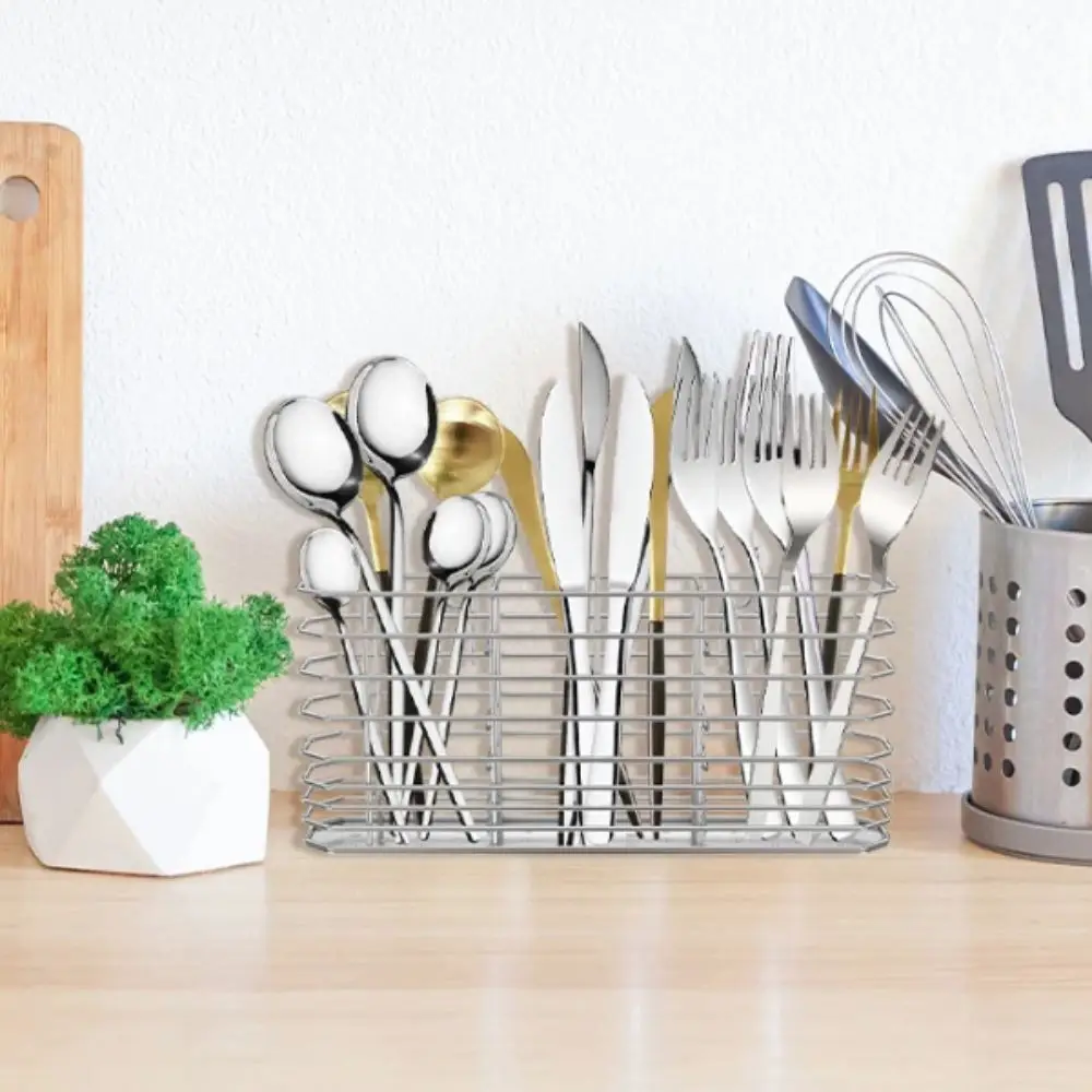 

Practical Stainless Steel Utensil Storage Rack Hanging Breathable Cutlery Organizer Drained Chopsticks Holder Bathroom