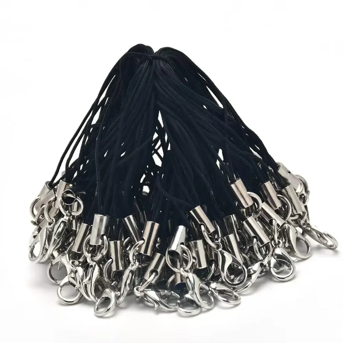 🔗50PCS Black Nylon Strap Charms Set Durable Lanyard Cords with Lobster Clasp | Anti-Fray Adjustable Keychain Mobile Bag Straps