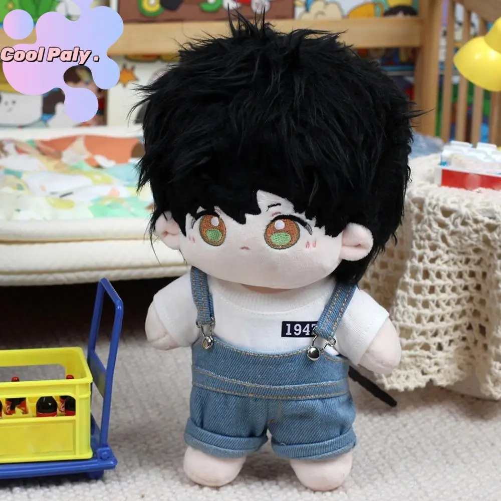 

T-shirt Cotton Doll Clothes Overalls Trousers Cotton Doll Denim Pants Mini Outfit Plush Doll Clothes 20cm Doll