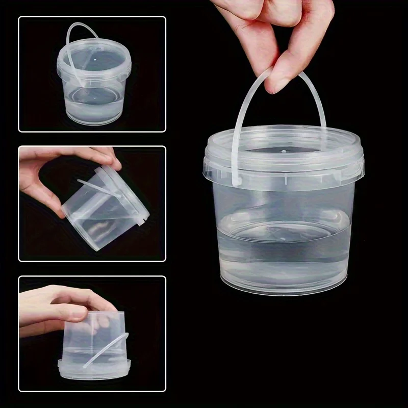 SET OF 14 Transparent Plastic Storage Boxes with Lids and Handles - 10.14/16.91oz Grooved Design Durable Containers, Suitable fo