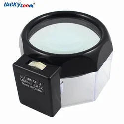 Cylindrical Table Reading Magnifier 4X Illuminated Desktop Magnifying Glass With Bulb Lamp Cylinder Glass Lens Jewelry Loupe