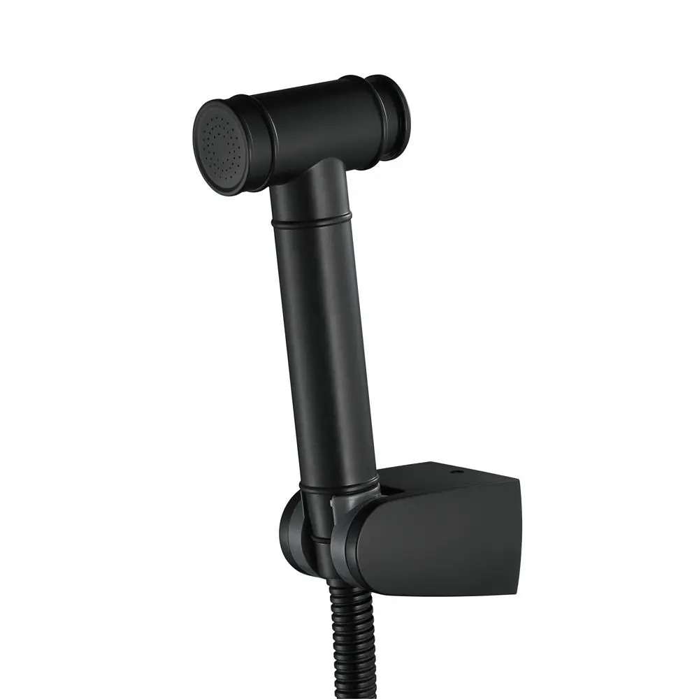 

Modern Push Button Switch Bidet Sprayer Black ABS Bidet Kit with Stainless Steel Hose Wall-mounted Bathroom