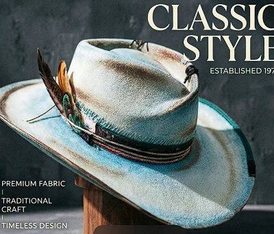 Wool Wide Brim Cowboy Hat Men Women Distressed Felt Fedora Retro Vintage Western Autumn Winter Warm Fashion Trendy Cap