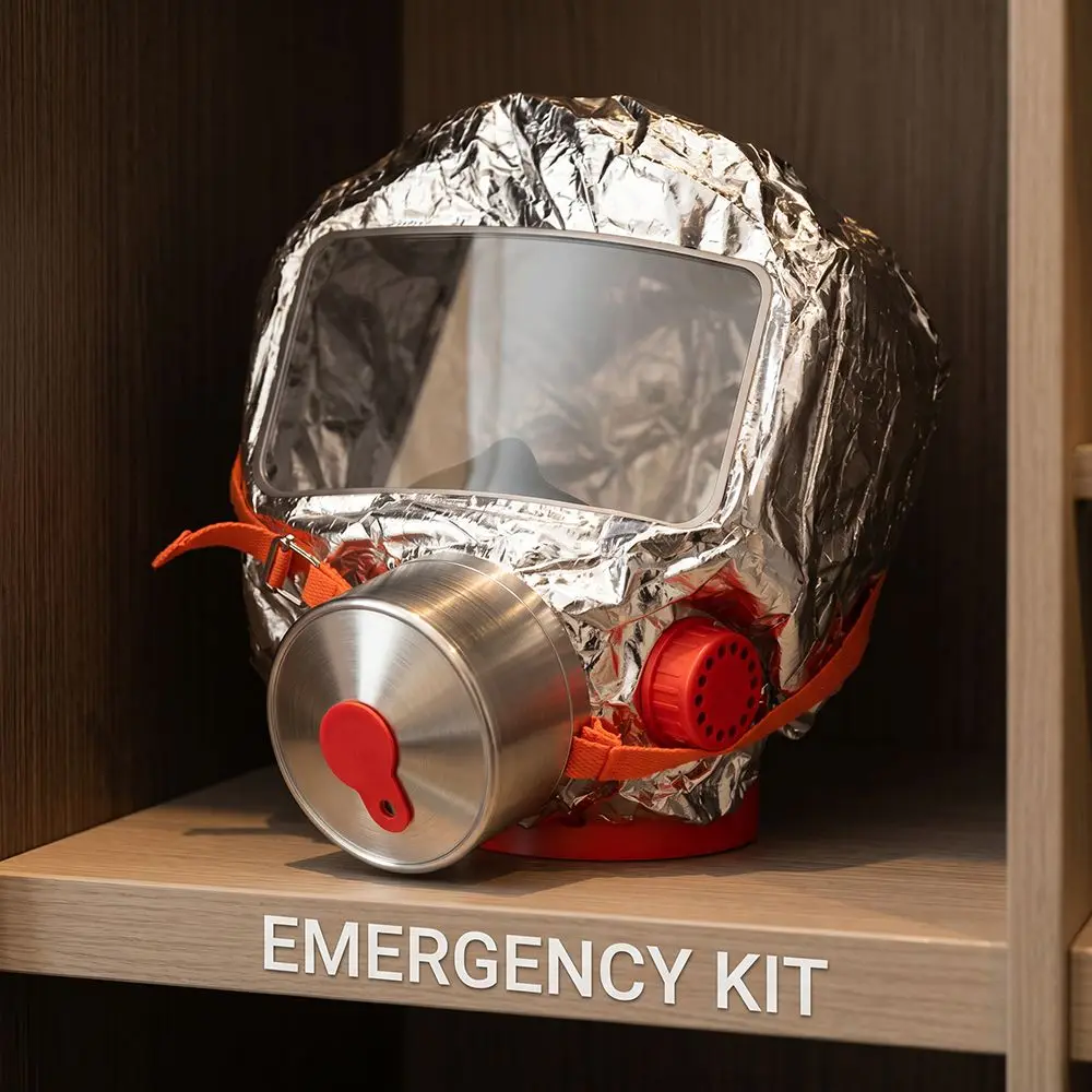 Multi-Layered Filter Fire Escape Mask Easy-Fit Hood Fireproof Filter Smoke Filter Respirator Self-Rescue Breathing Apparatus
