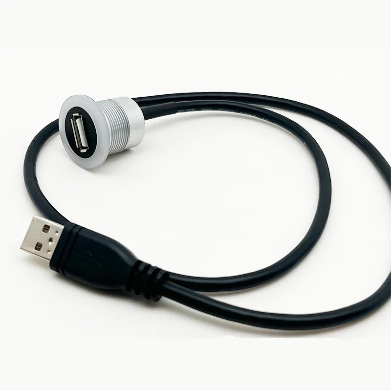 USB connector socket  Car Dash Board Mount USB2.0 Female A to Male A circle light with extention cable(60cm,150cm,200cm)