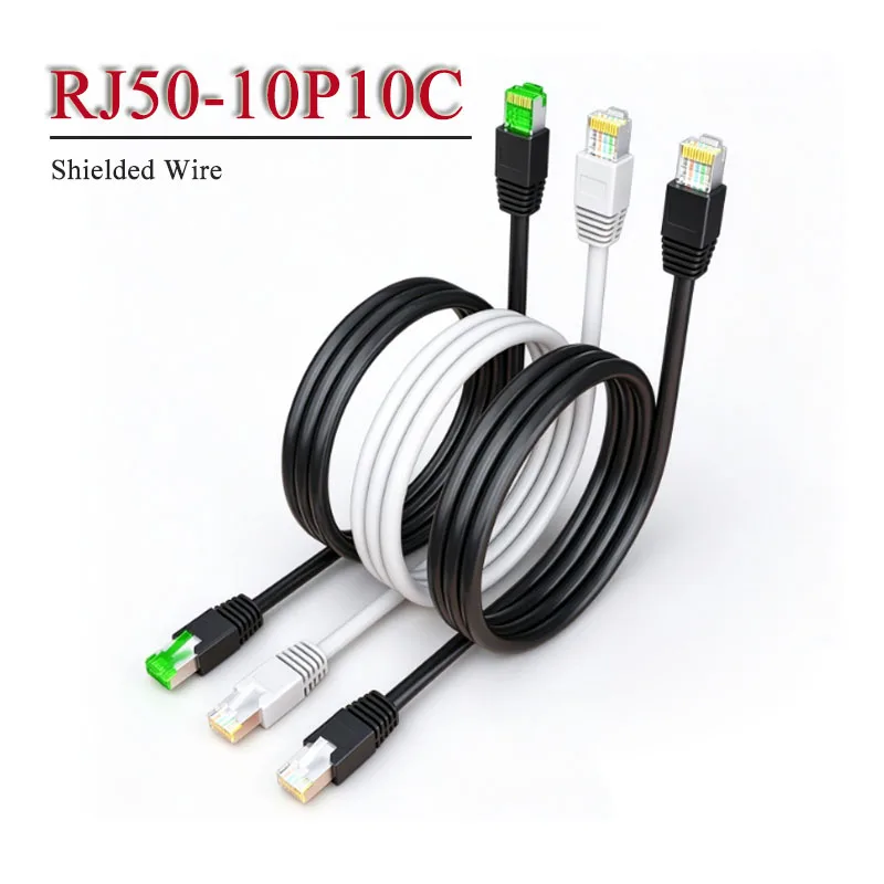 RJ50 10 Core Crystal Head Shielded Cable 26AWG RJ48 Ethernet Crystal Head Scanner Wire 10P10C  Male to Female Extension Line