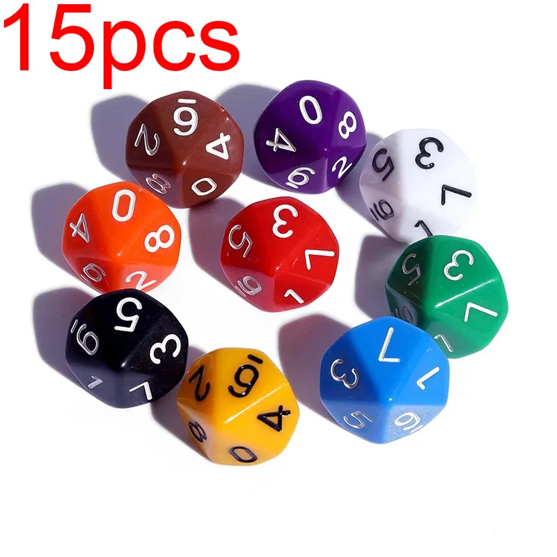 15PCS Random color 10 Sided Dice, Board Games, Stylish Dice, Modern Dice, Smooth Finish,