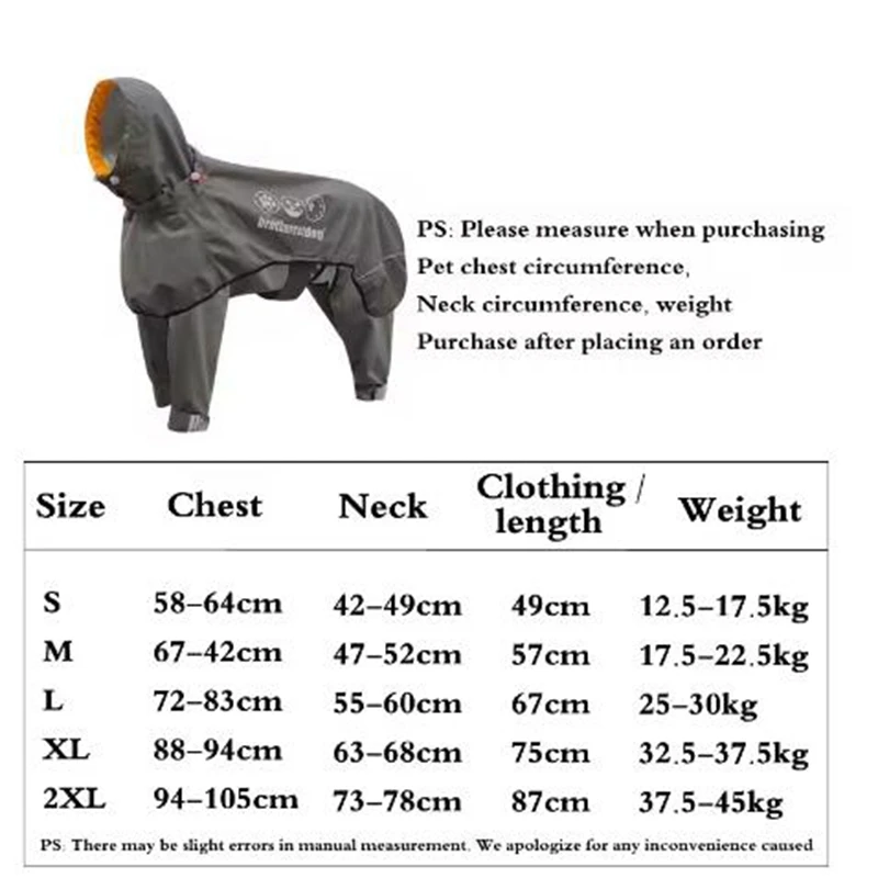Size L Waterproof Dog Raincoat