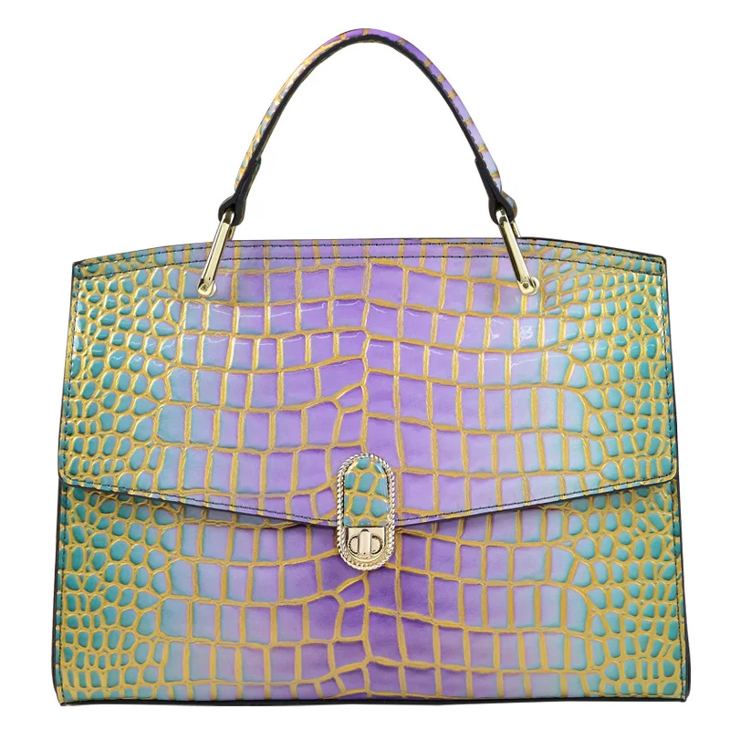 Sacs à main en cuir véritable pour femmes, motif crocodile, sac fourre-tout pour dames, sacs de messager portables initiés, mode de luxe, niche, nouveau, 2023