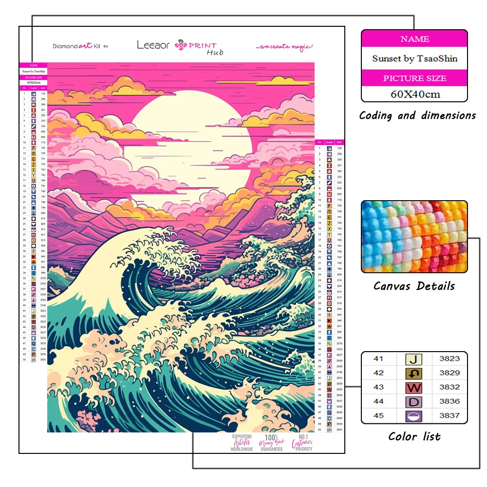 Sea Wave Scenery Diamond Painting Full Rhinestones Mosaic Needlework Full Diamond Embroidery Cross Stitch Home Wall Decoration