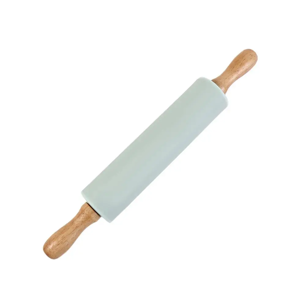 Reusable Thickened Rolling Pin Pastry Mat Set Round Silicone Kneading Pad Househeld Pastry Baking Dough Mat