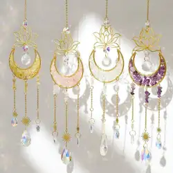 1pc colored crystal Moon Catcher, garden decoration window hanging, suitable for weddings and home embellishments
