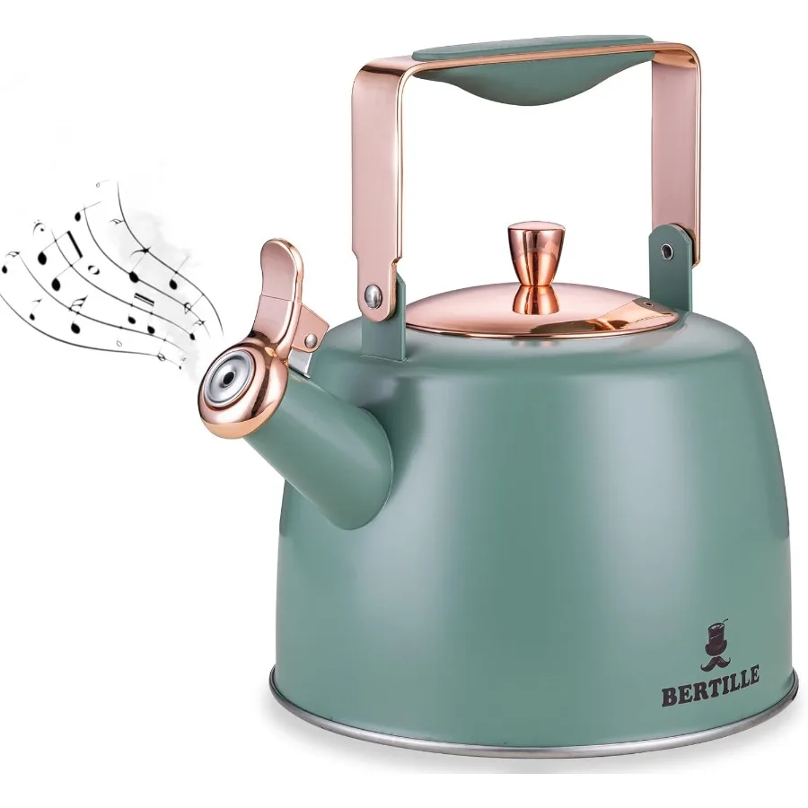 

Изысканный чайник со свистком 2,5QT и температурой, восстановленное изменение цвета, 18, 8, чайник из нержавеющей стали для домашней кухни, США