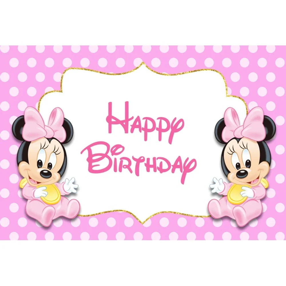 Latar Belakang Fotografi Dekorasi Pesta Ulang Tahun Pertama Bayi Perempuan Minnie Mouse Latar Belakang Pemotretan Fotografi Studio Foto