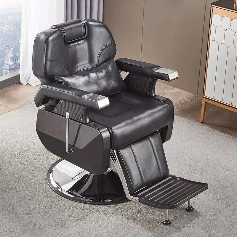 custom.Beauty Salon Equipment Classic Reclining Barber Chair Synthetic Leather Foldable Barber Chair with Hydraulic Pump