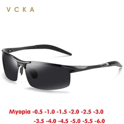 VCKA Aluminum Magnesium Half Frame Myopia Sunglasses  Women Sports Men Drive Polarized Custom Prescription Goggles -0.5 to -6.0