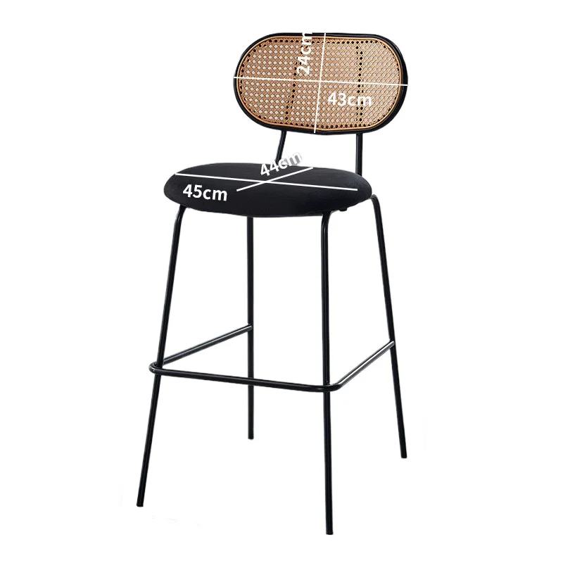 

Rattan Bar Chair Nordic Japanese Simple Wrought Iron Bar Chair Restaurant Cafe Milk Tea Shop High Chair