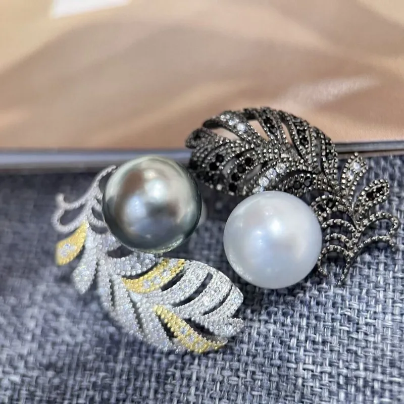 AAA 9-10mm natural round genuine black white south seas pearl earrings  earrings  925 sterling silver earrings