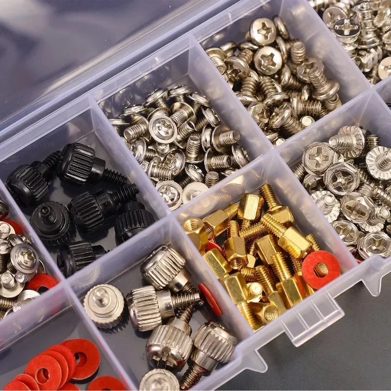 228Pcs/box PC Screw Assortment Kit DIY Computer Motherboard Hard Disk Case Fan Mounting Bolt Standoff Washer Hardware Set