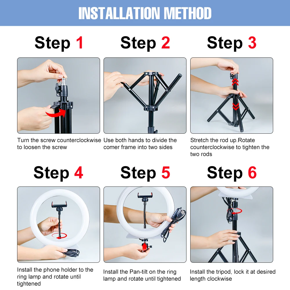 5V LED Projectors Dimmable Ring Lamp Fill Photography Lighting Selfie Ringlight With Tripod LED Video Light For Live Streaming
