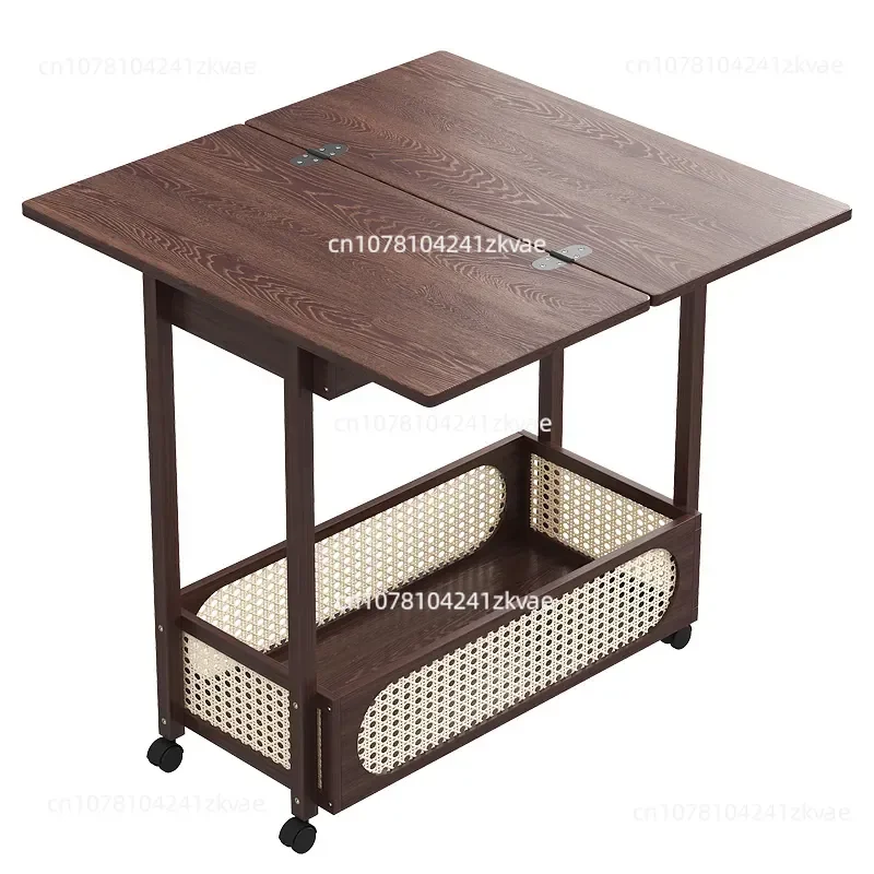 Trolley with Wheels Movable Multi-functional Folding Coffee Table Living Room Sofa Side