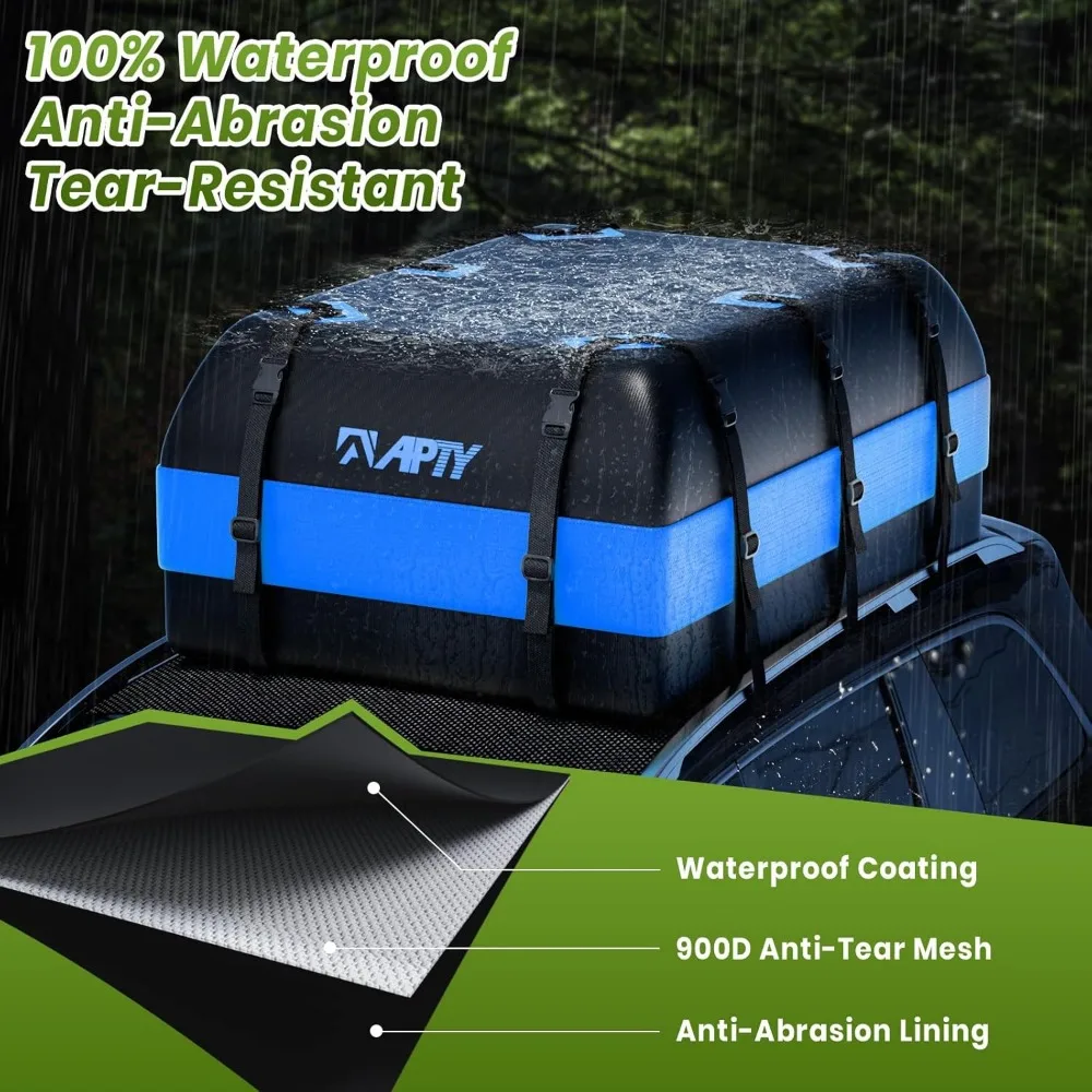 21 Cubic Feet Waterproof Car Rooftop Cargo Bag with Anti-Slip Mat and Lock for All Vehicles