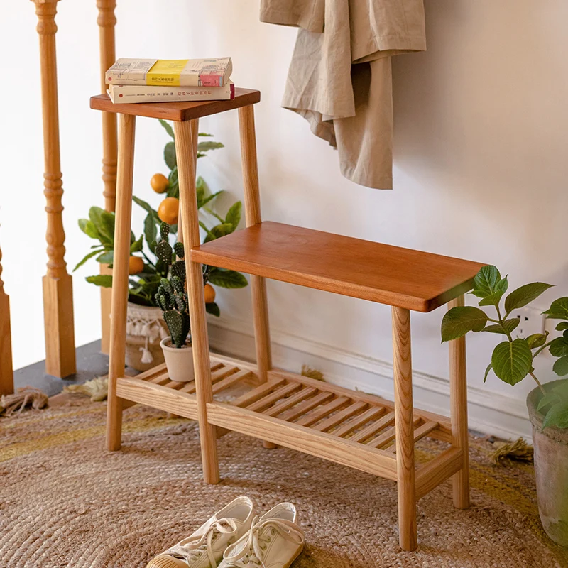 

Solid wood flower stand shelf balcony, light luxury and high-end sense of Japanese simple Nordic style