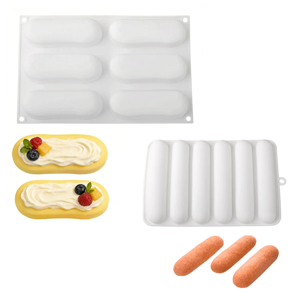 Bild 7: Eclair-Dessert-Backformen Schokoladen-Puff-Silikonform Lange Streifen-Puff-Kuchenform Küchenzubehör Gebäck-Silikon-Backformen