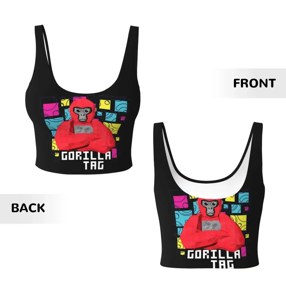 Custom Gorilla Tag Cools Red Women Sports Vest Bras Gym Workout High Impact Yoga Crop Tank Tops
