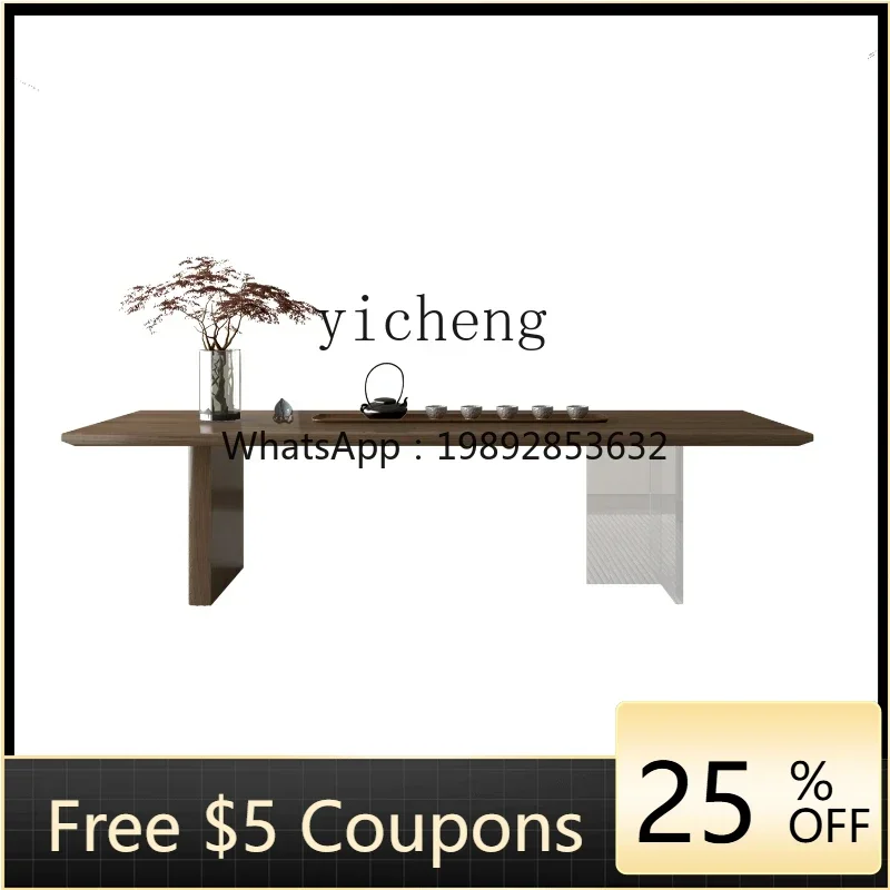 

XL acrylic suspended tea table log large board table tea room solid wood tea table and chair combination