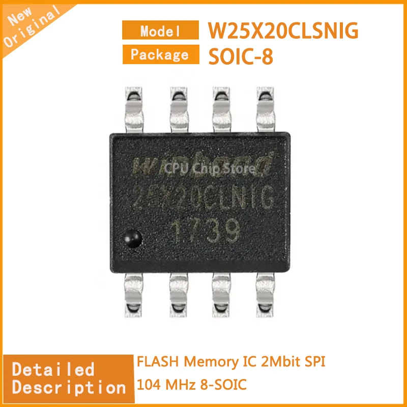 50Pcs/Lot  New Original  W25X20CLSNIG W25X20 FLASH Memory IC 2Mbit SPI 104 MHz 8-SOIC