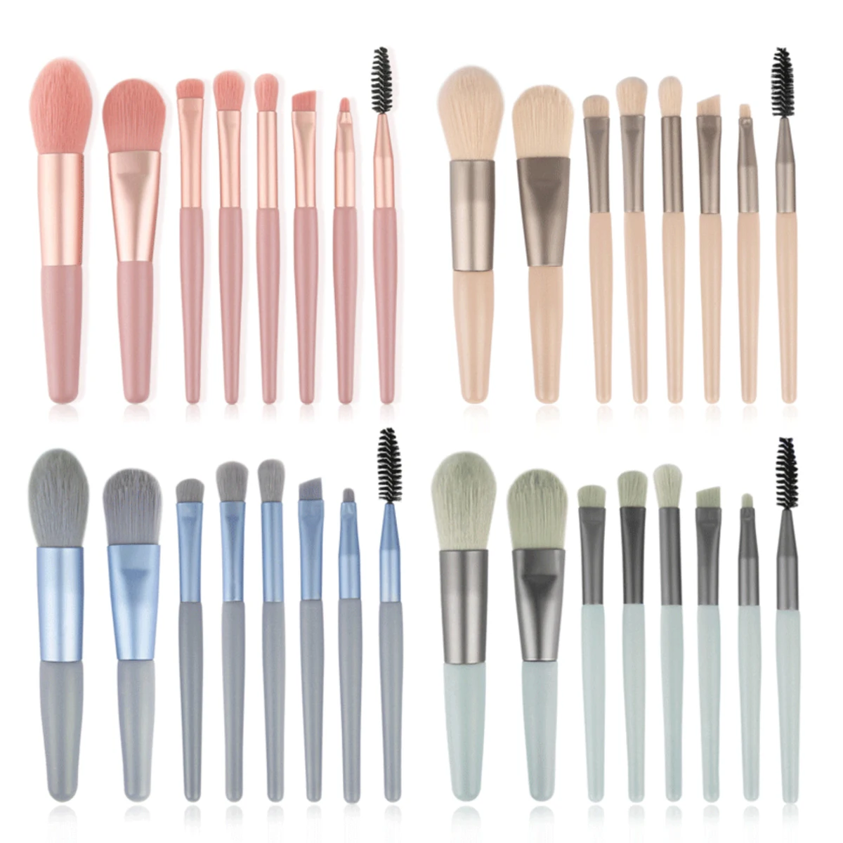 8pcs Makeup Brush Set Macaron Brush Portable Concealer Makeup Brush Cross Border Makeup Tool Powder Blusher Brush