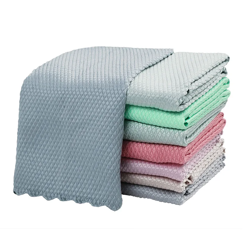 1/5pcs No Trace Fish Scale Cleaning Rag For Windows Car Kitchen Mirror Reusable Microfiber Lint-free Cleaning Cloth