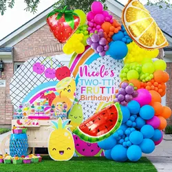 141Pcs Fruit Themed Watermelon Strawberry Lemon Aluminum Mold Ball Garland Arch Kit Girls Birthday Party Baby Shower Decorations