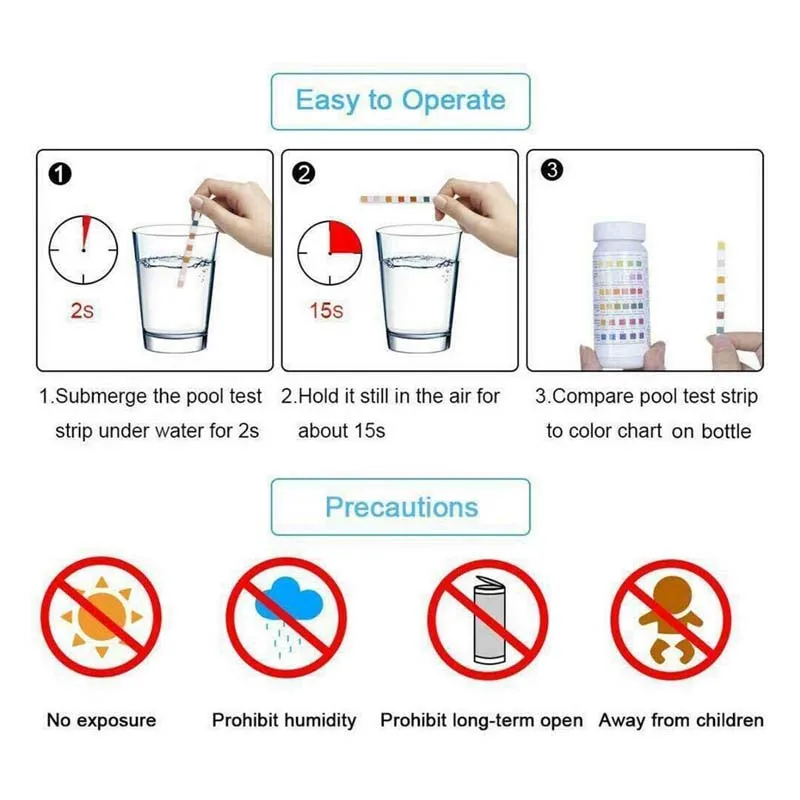 7 w 1 Papier testowy do basenu PH Wartość PH Chlor Wartość PH Twardość testowa pasek PH Tester do czyszczenia basenu przez BeBosLook