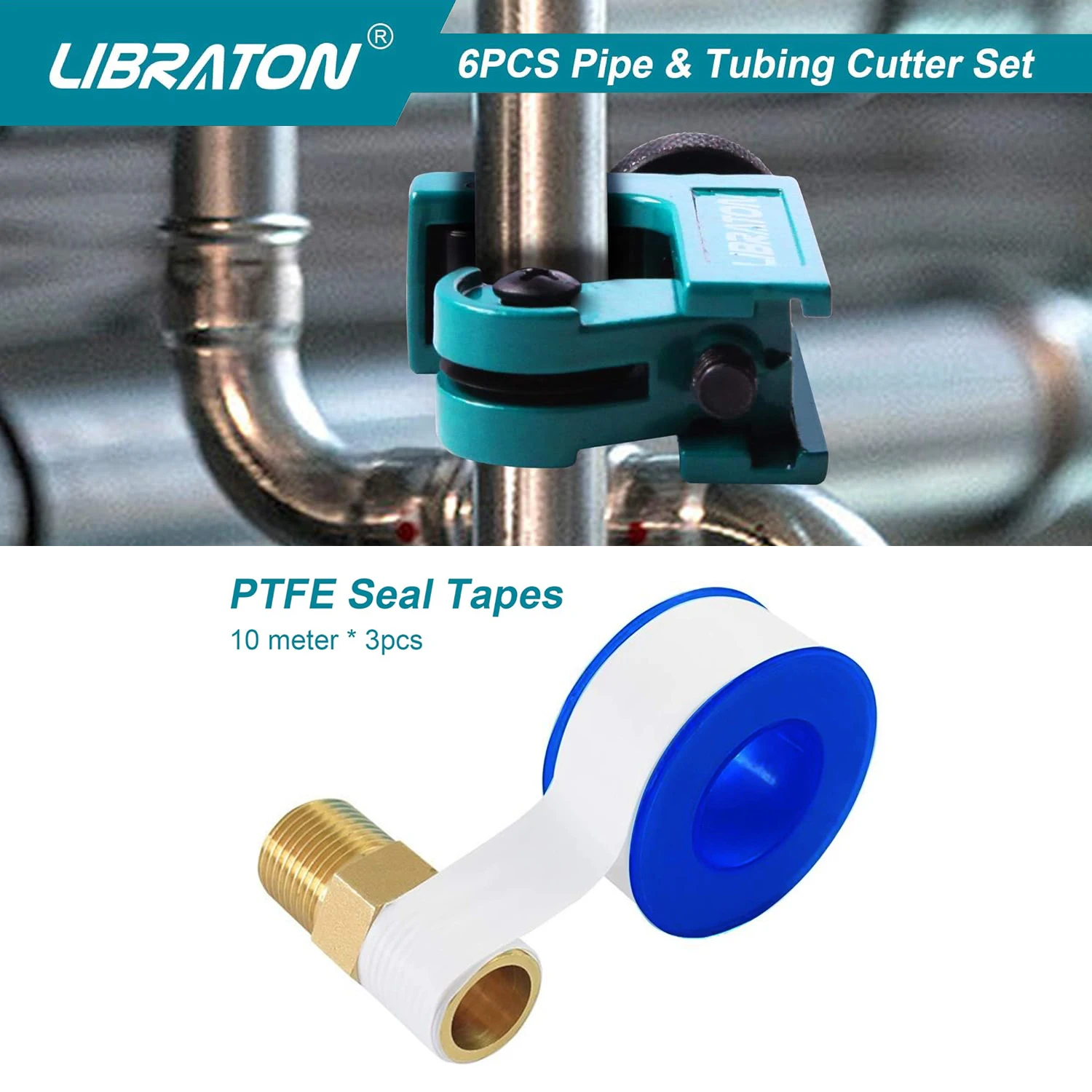 Libraton Pex Pipe Cutter 31mm PEX Tube Cutter 3-22mm PEX Pipe Cutting Tools for PEX PVC PPR Plastic Extra PTFE Seal Tapes 400\