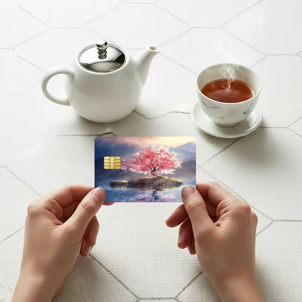 Sakura Japanese Credit Skin Cover Card Stickers 4PCS Film Bus Pass Front Decoration Bank Debit Waterproof